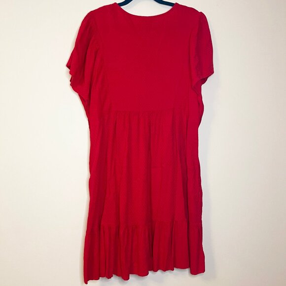 Knox Rose Red Textured Tie Neck Boho Babydoll A-Line Dress Size XL - Picture 4 of 4